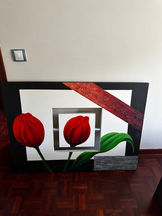 Cuadro moderno tulipanes rojos