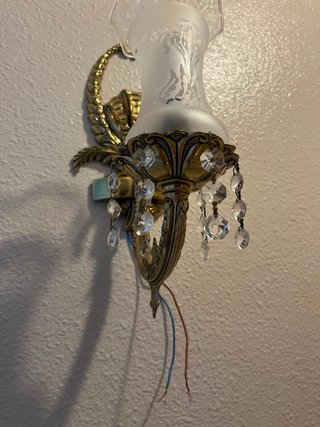 Pareja Apliques Bronce Antiguos Cristal