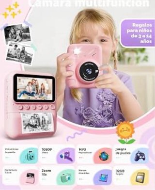 Cámara Impresora Fotos Niños Rosa