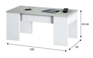 Mesa elevable blanca y gris