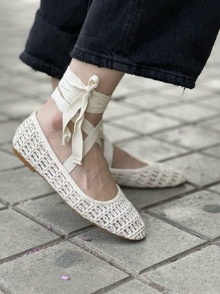 Bailarinas crochet con cordones