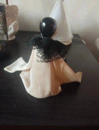 Statuina Pierrot Vintage anni 70 Porcellana/Tessut
