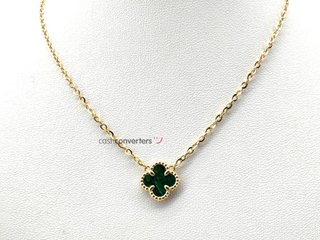 gargantilla oro 18k con piedra con malaquita 22cm