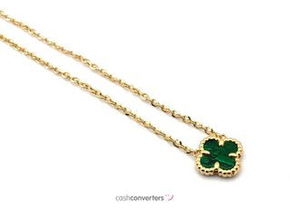 gargantilla oro 18k con piedra con malaquita 22cm