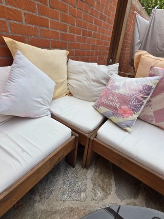 Sofá modular de jardín madera y tela