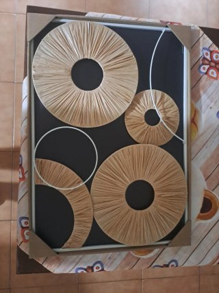 Quadro decorativo cerchi beige e nero