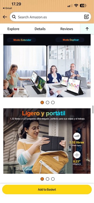 Monitor Portátil - Como Nuevo - Marca MOMODS