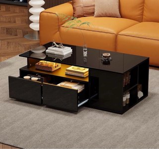 Mesa Centro Kebnor LED Negra 100x50x35cm