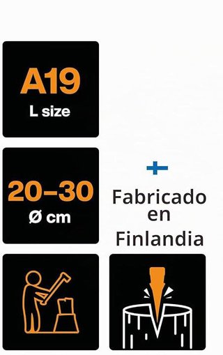 Fiskars Hacha de rajar L, Solid, con Funda A19