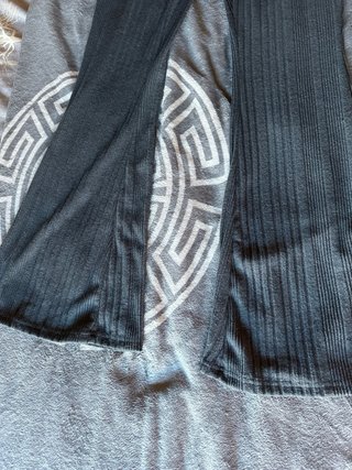 Pantalones tela grises acampanados talla L nuevo
