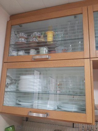 Conjunto 4 Muebles Cocina Madera y Cristal