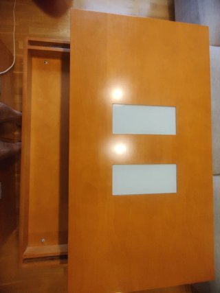 Mesa de centro elevable madera y cristal