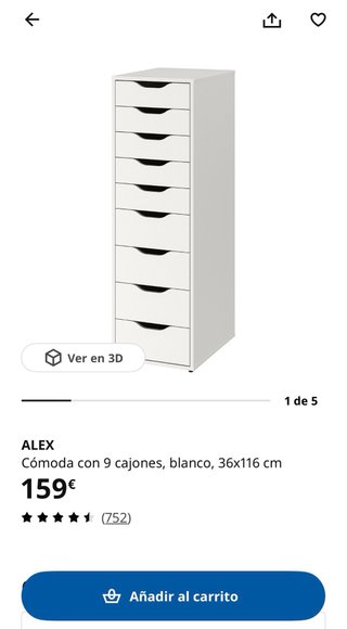 Cajonera Ikea Alex Blanca