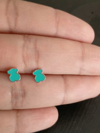 Pendientes Tous Muffin Oso Plata y Turquesa