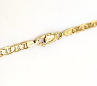 Cadena Barbada de oro de 18k, 13.78 g, 62 cm.