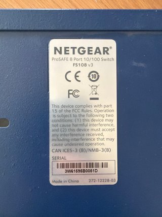 Switch NETGEAR ProSAFE FS108 8 Puertos