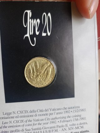Moneda 20 Liras Vaticano Juan Pablo II