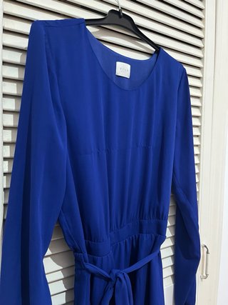 Vestido midi Vila Clothes azul manga larga T.36 S