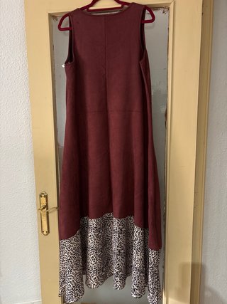 Vestido largo terciopelo y tela