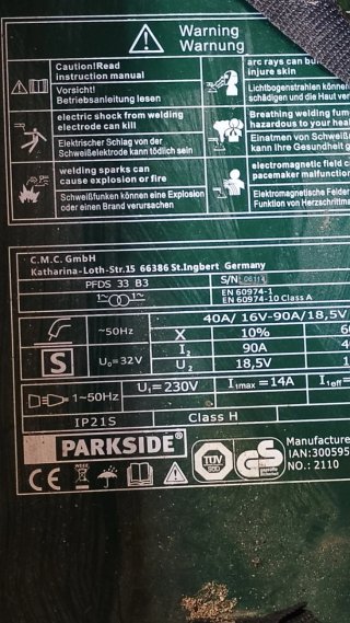 Soldadora Parkside PFDS 33 B3
