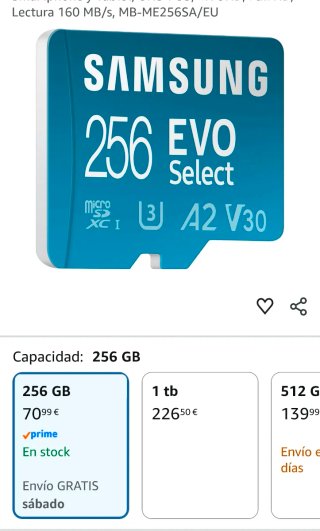 Tarjeta microSD Samsung EVO Select 256GB