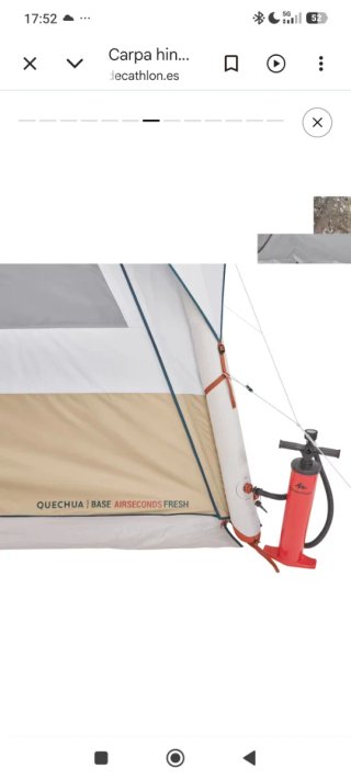 Carpa hinchable Decathlon beige y blanca