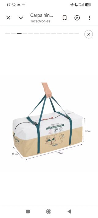 Carpa hinchable Decathlon beige y blanca