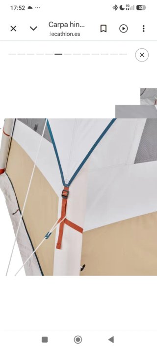 Carpa hinchable Decathlon beige y blanca