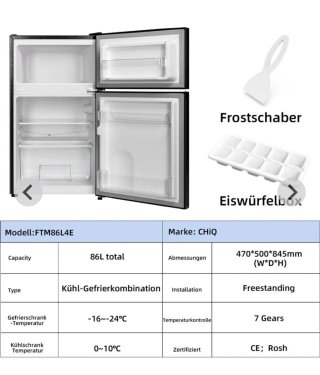 Mini Frigorífico CHiQ 86L Negro