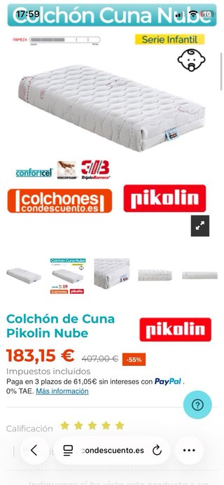 Colchón cuna pikolin