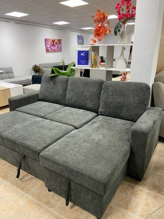 NUEVO Sofá cama gris oscuro con arcón