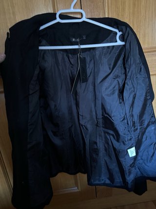 Abrigo lana negro con cadenas Talla L nuevo