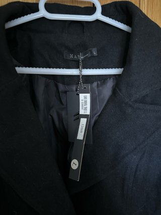 Abrigo lana negro con cadenas Talla L nuevo