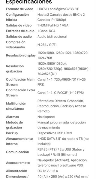 DVR Dahua 4 Canales 720p+2 IP 1080p