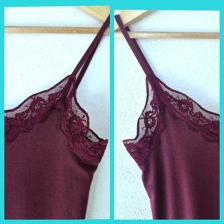 Camiseta Tezenis burdeos encaje talla L