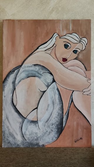 Lienzo artesanal mujer acrílico