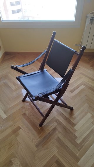 Silla Cervantina Plegable Cuero y Madera