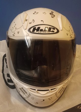 Casco HJC Infantil blanco con notas musicales