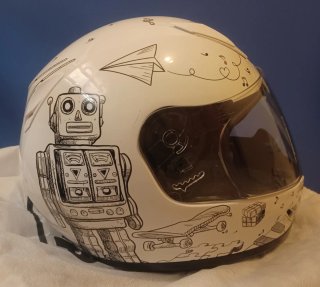 Casco HJC Infantil blanco con notas musicales