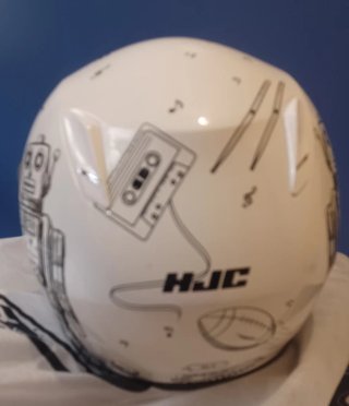 Casco HJC Infantil blanco con notas musicales
