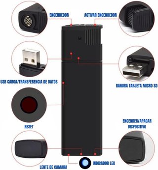Mini cámara en mechero con microSD y grabación HD