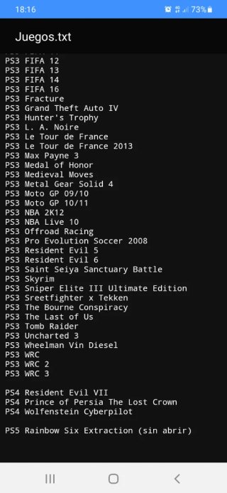 Listado PLAYSTATION