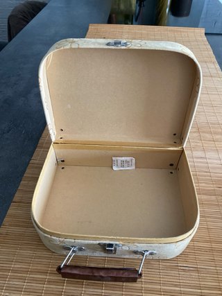 Maletín antiguo terciopelo beige flores