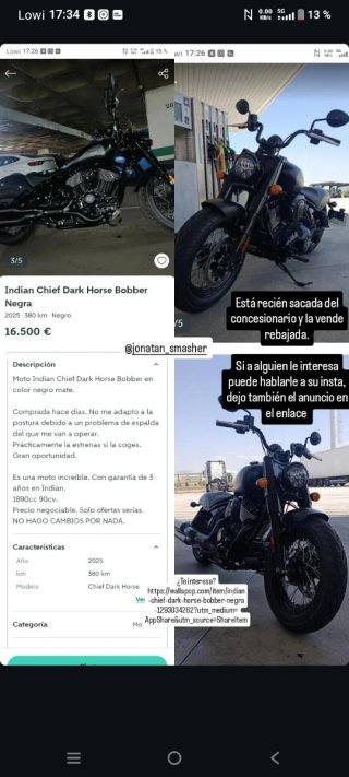 Indian Chief Dark Horse Bobber Negra