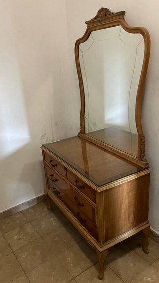 Tocador vintage madera y cristal