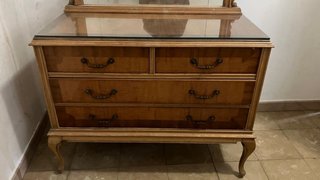 Tocador vintage madera y cristal