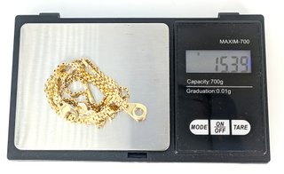 Cadena de oro de 18k circonitas, 15.39 g, 41 cm.