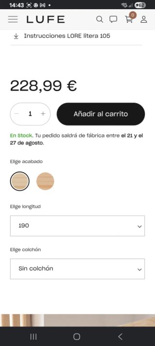 Literas de madera natural