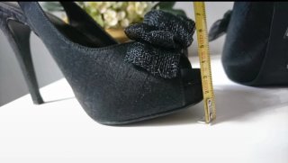 Talla 38 - Sandalias Tacón Plataforma Lazo Negro