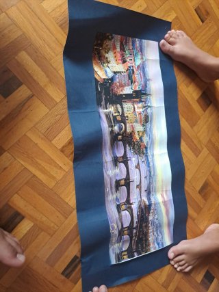 Cuadro de paisaje urbano con puente